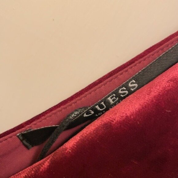 Guess velvet fit and flare sleeveless dress Burgundy S - Picture 3 of 6
